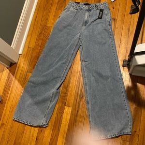 AFRM turner hi-rise pleated trouser pant. Size 27. Denim. Tags still on